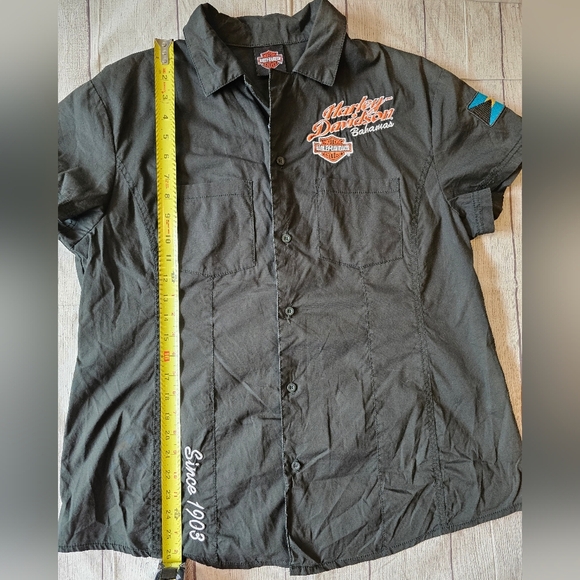 Harley-Davidson Bahamas Patch Women’s Size Large Shirt Black Cotton Button - Picture 9 of 9